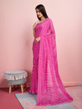 Pink Chiffon Festive Saree With Blouse Piece