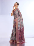 Wine Tissue Saree With Blouse Piece