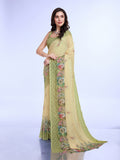 Green Poly Chiffon Festival Saree With Blouse Piece