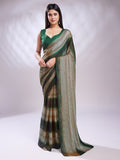 Green Silk Blend Ready To Wear Saree With Blouse Piece