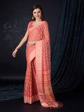 Peach Chiffon Saree With Blouse Piece