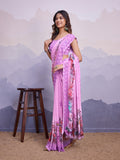 Lavender Poly Chiffon Saree With Blouse Piece