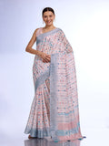 White Linen Saree With Blouse Piece