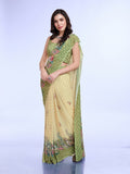 Green Poly Chiffon Festival Saree With Blouse Piece