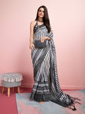 Black Silk Blend Daily Wear Saree With Blouse Piece