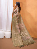 Olive Cotton Blend Saree With Blouse Piece