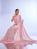 Pink Georgette Saree With Blouse Piece