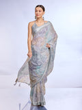 Grey Georgette Saree With Blouse Piece