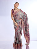 Wine Tissue Saree With Blouse Piece