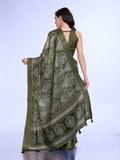 Mehndi Poly Silk Daily Wear Saree With Blouse Piece