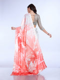 Peach Poly Chiffon Festival Saree With Blouse Piece