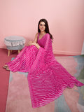 Pink Chiffon Festive Saree With Blouse Piece