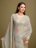 Sea Green Tissue Saree With Blouse Piece