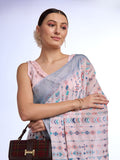 White Linen Saree With Blouse Piece