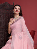 Peach Linen Saree With Blouse Piece