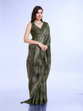 Mehndi Poly Silk Daily Wear Saree With Blouse Piece