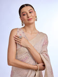 Cream Tissue Saree With Blouse Piece