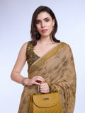 Beige Poly Silk Festival Saree With Blouse Piece