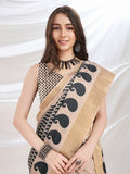 Beige Silk Blend Casual Wear Saree With Blouse Piece