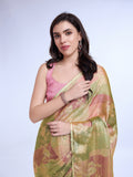 Pink Poly Chiffon Festive Wear Saree With Blouse Piecde