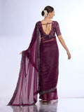 Wine Georgette Saree With Blouse Piece