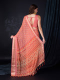 Peach Chiffon Saree With Blouse Piece