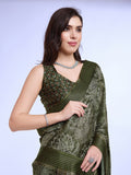 Mehndi Poly Silk Daily Wear Saree With Blouse Piece