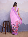 Lavender Poly Chiffon Saree With Blouse Piece