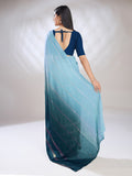 Blue Silk Blend Ready To Wear Saree With Blouse Piece