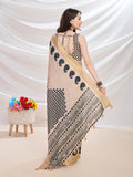 Beige Silk Blend Casual Wear Saree With Blouse Piece