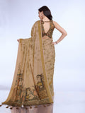 Beige Poly Silk Festival Saree With Blouse Piece