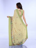 Green Poly Chiffon Festival Saree With Blouse Piece