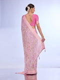 Pink Georgette Saree With Blouse Piece