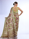 Green Linen Saree With Blouse Piece