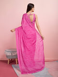 Pink Chiffon Festive Saree With Blouse Piece