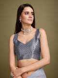 Grey Linen Daily Wear Saree With Blouse Piece