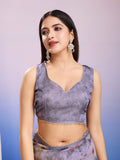 Grey Organza Saree With Blouse Piece