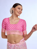 Pink Georgette Saree With Blouse Piece