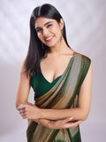 Green Silk Blend Ready To Wear Saree With Blouse Piece