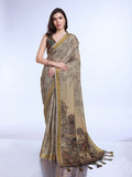 Grey Poly Silk Festival Saree With Blouse Piece