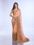 Orange Poly Chiffon Festival Saree With Blouse Piece