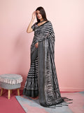 Charcoal Silk Blend Daily Wear Saree With Blouse Piece