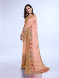 Orange Poly Chiffon Festival Saree With Blouse Piece