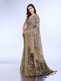 Grey Poly Silk Festival Saree With Blouse Piece