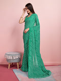 Sea Green Chiffon Festive Saree With Blouse Piece