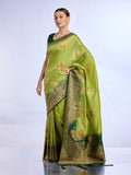 Green Pure Silk Saree With Blouse Piece