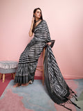 Charcoal Silk Blend Daily Wear Saree With Blouse Piece