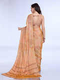 Orange Poly Chiffon Festive Wear Saree With Blouse Piecde