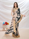 Beige Silk Blend Casual Wear Saree With Blouse Piece