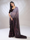 Purple Silk Blend Ready To Wear Saree With Blouse Piece